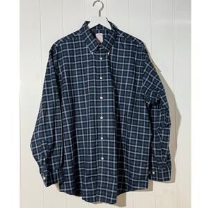 Brooks Brothers Non-Iron Supima Cotton Shirt · Madison Fit Blue Green Plaid XL